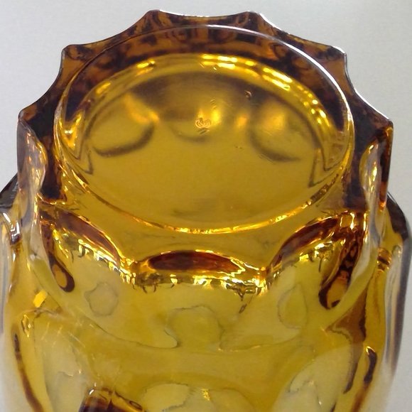 MCM Retro Amber/Gold Hazel Atlas Reflection Thumbprint Heavy 48oz Glass Pitcher - Picture 7 of 7